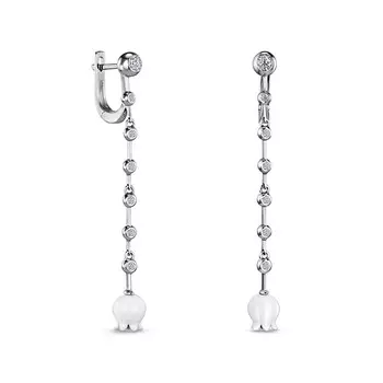 Серьги с 15 бриллиантами белое золото 585