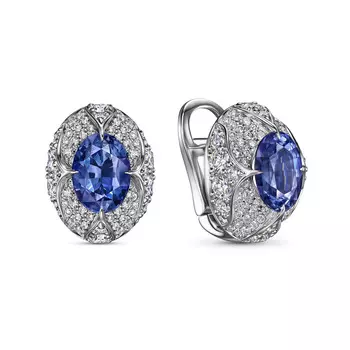 Серьги с 166 бриллиантами белое золото 750