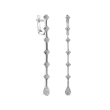 Серьги с 16 бриллиантами белое золото 585