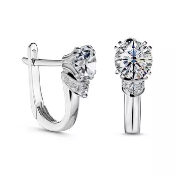Серьги с 16 бриллиантами белое золото 750