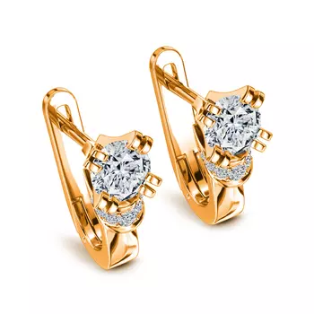 Серьги с 16 бриллиантами желтое золото 750