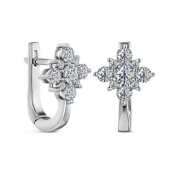 Серьги с 18 бриллиантами белое золото 585