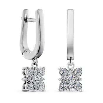 Серьги с 18 бриллиантами белое золото 585