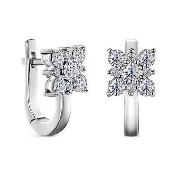 Серьги с 18 бриллиантами белое золото 585