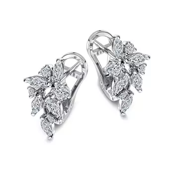 Серьги с 18 бриллиантами белое золото 585