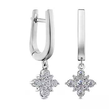 Серьги с 18 бриллиантами белое золото 585