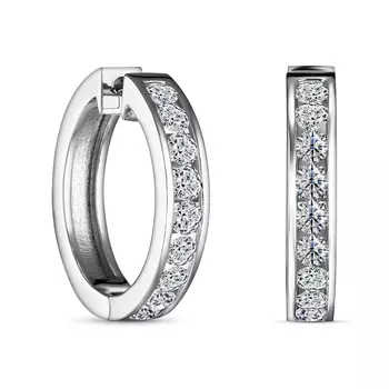 Серьги с 18 бриллиантами белое золото 585