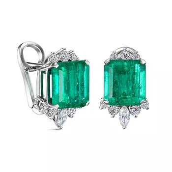 Серьги с 18 бриллиантами белое золото 750