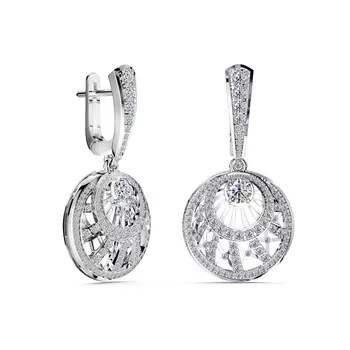 Серьги с 194 бриллиантами белое золото 585