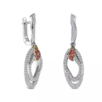 Серьги с 208 бриллиантами белое/желтое золото 585