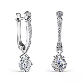Серьги с 24 бриллиантами белое золото 750