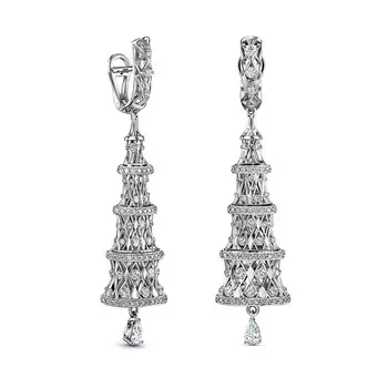 Серьги с 284 бриллиантами белое золото 585