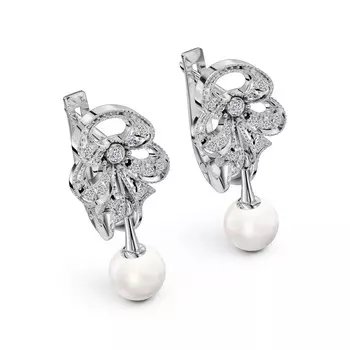 Серьги с 28 бриллиантами белое золото 585