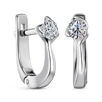 Серьги с 2 бриллиантами белое золото 585