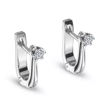 Серьги с 2 бриллиантами белое золото 585