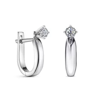 Серьги с 2 бриллиантами белое золото 585