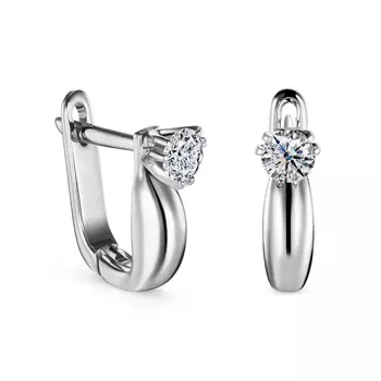 Серьги с 2 бриллиантами белое золото 585