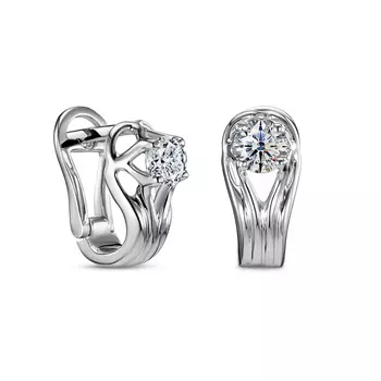 Серьги с 2 бриллиантами белое золото 585