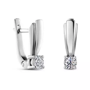 Серьги с 2 бриллиантами белое золото 585