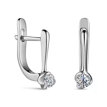 Серьги с 2 бриллиантами белое золото 585