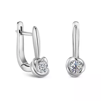 Серьги с 2 бриллиантами белое золото 585