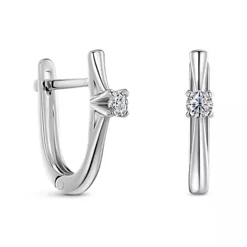 Серьги с 2 бриллиантами белое золото 585