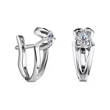 Серьги с 2 бриллиантами белое золото 585