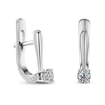 Серьги с 2 бриллиантами белое золото 585