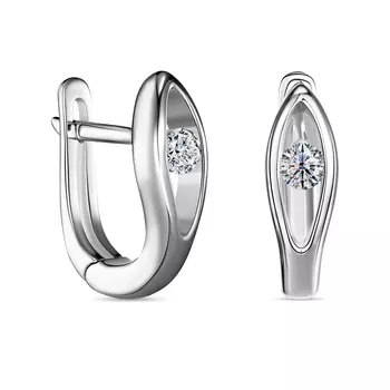 Серьги с 2 бриллиантами белое золото 585