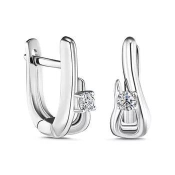 Серьги с 2 бриллиантами белое золото 585