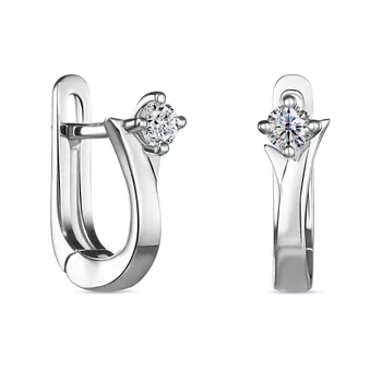 Серьги с 2 бриллиантами белое золото 585