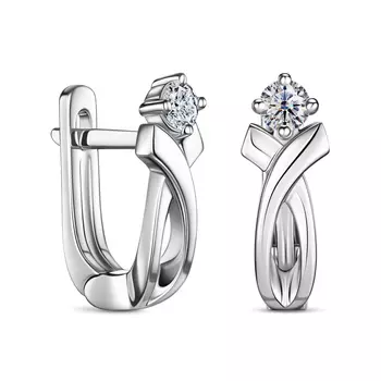 Серьги с 2 бриллиантами белое золото 585