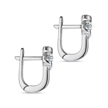 Серьги с 2 бриллиантами белое золото 585