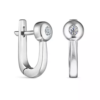 Серьги с 2 бриллиантами белое золото 585