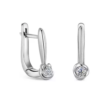 Серьги с 2 бриллиантами белое золото 585