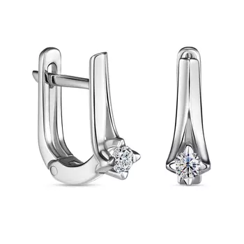 Серьги с 2 бриллиантами белое золото 585