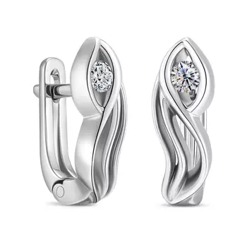 Серьги с 2 бриллиантами белое золото 585