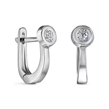 Серьги с 2 бриллиантами белое золото 585