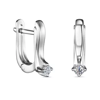 Серьги с 2 бриллиантами белое золото 585