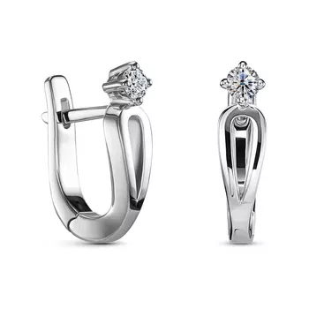 Серьги с 2 бриллиантами белое золото 585