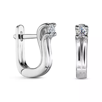 Серьги с 2 бриллиантами белое золото 585