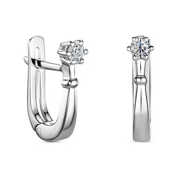 Серьги с 2 бриллиантами белое золото 585