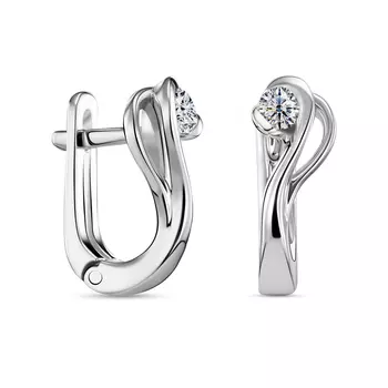 Серьги с 2 бриллиантами белое золото 585