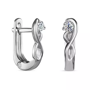 Серьги с 2 бриллиантами белое золото 585