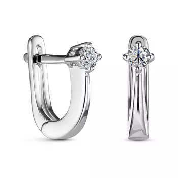 Серьги с 2 бриллиантами белое золото 585