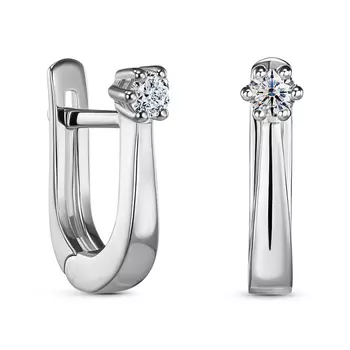 Серьги с 2 бриллиантами белое золото 585