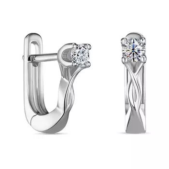 Серьги с 2 бриллиантами белое золото 585