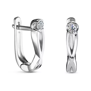 Серьги с 2 бриллиантами белое золото 585