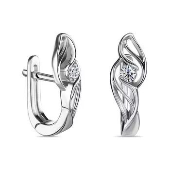 Серьги с 2 бриллиантами белое золото 585