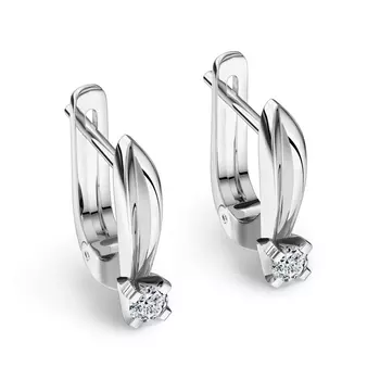 Серьги с 2 бриллиантами белое золото 585